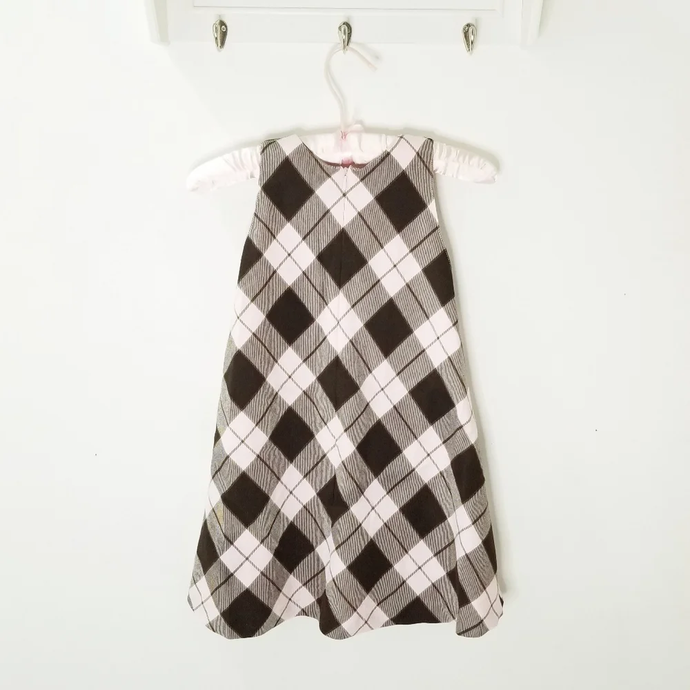 LILI GAUFRETTE France Pink & Brown Plaid Sleeveless A-Line Dress 8 - Picture 7 of 15